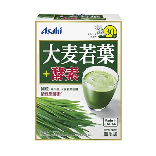 [아사히] 오오무기와카바+효소 30봉입 (아오지루)